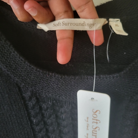 Soft Surroundings Black Sydney Cable Knit Long Sleeve Sweater. Size XL. - Picture 3 of 7
